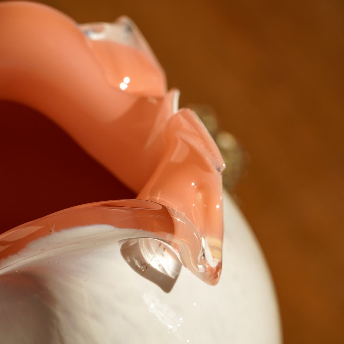Extreme close-up of the coral rim meeting the white body